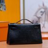 DR96 Factory Mini kelly Pochette Lizard Leather Black Silver Hardware 22cm Full Handmade