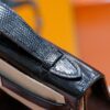DR96 Factory Mini kelly Pochette Lizard Leather Black Silver Hardware 22cm Full Handmade