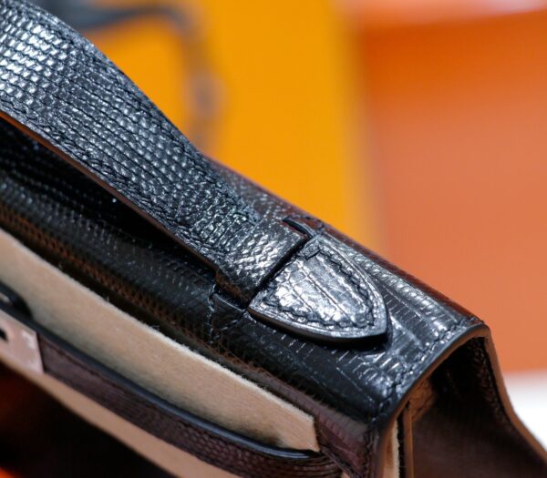 DR96 Factory Mini kelly Pochette Lizard Leather Black Silver Hardware 22cm Full Handmade