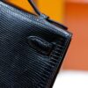 DR96 Factory Mini kelly Pochette Lizard Leather Black Silver Hardware 22cm Full Handmade