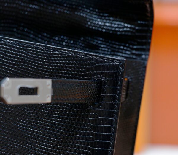 DR96 Factory Mini kelly Pochette Lizard Leather Black Silver Hardware 22cm Full Handmade