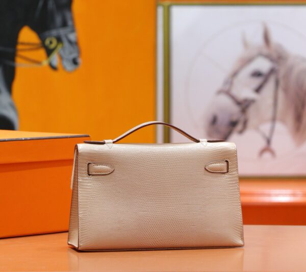 DR96 Factory Mini kelly Pochette Lizard Leather apricot color Gold Hardware 22cm Full Handmade