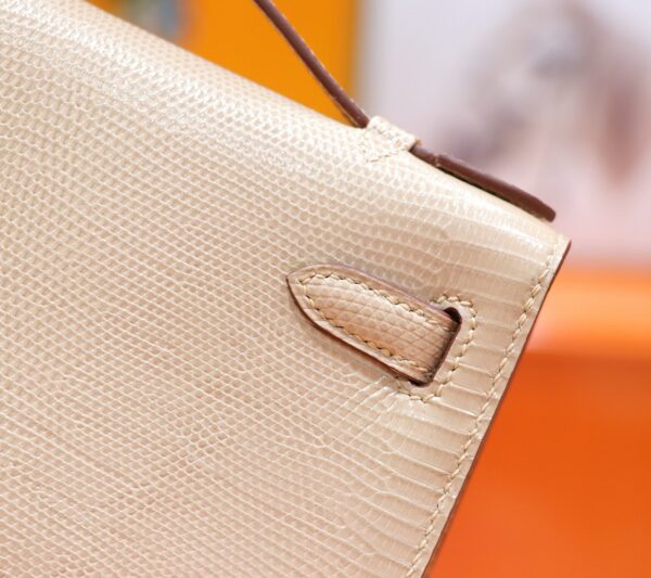 DR96 Factory Mini kelly Pochette Lizard Leather apricot color Gold Hardware 22cm Full Handmade