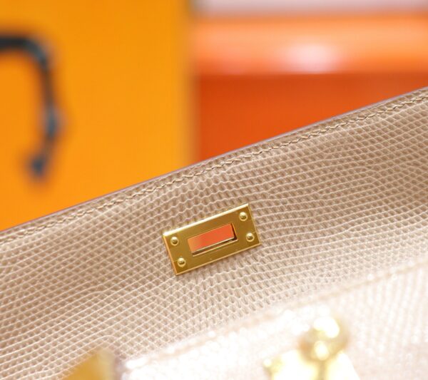 DR96 Factory Mini kelly Pochette Lizard Leather apricot color Gold Hardware 22cm Full Handmade