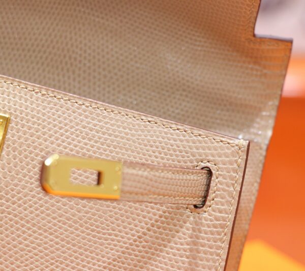 DR96 Factory Mini kelly Pochette Lizard Leather apricot color Gold Hardware 22cm Full Handmade