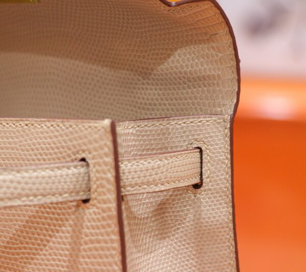 DR96 Factory Mini kelly Pochette Lizard Leather apricot color Gold Hardware 22cm Full Handmade