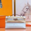 DR96 Factory Mini kelly Pochette Swift Leather Light Blue Silver Hardware 22cm Full Handmade
