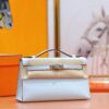 DR96 Factory Mini kelly Pochette Swift Leather Light Blue Silver Hardware 22cm Full Handmade