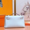 DR96 Factory Mini kelly Pochette Swift Leather Light Blue Silver Hardware 22cm Full Handmade