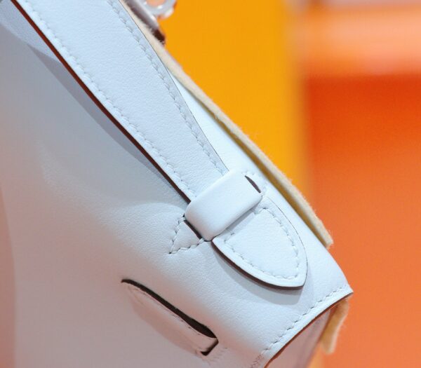 DR96 Factory Mini kelly Pochette Swift Leather Light Blue Silver Hardware 22cm Full Handmade
