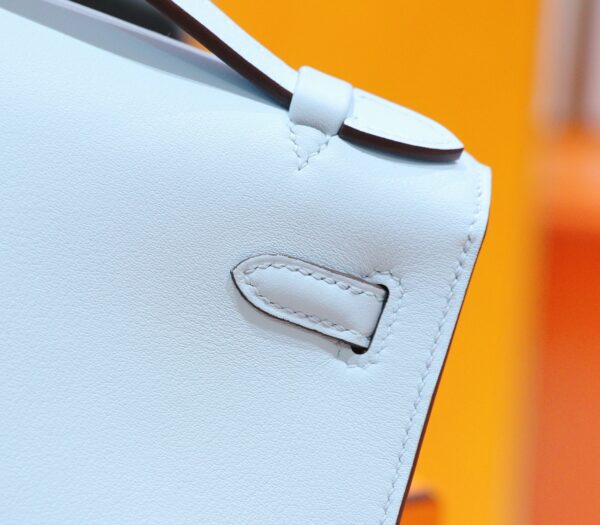 DR96 Factory Mini kelly Pochette Swift Leather Light Blue Silver Hardware 22cm Full Handmade