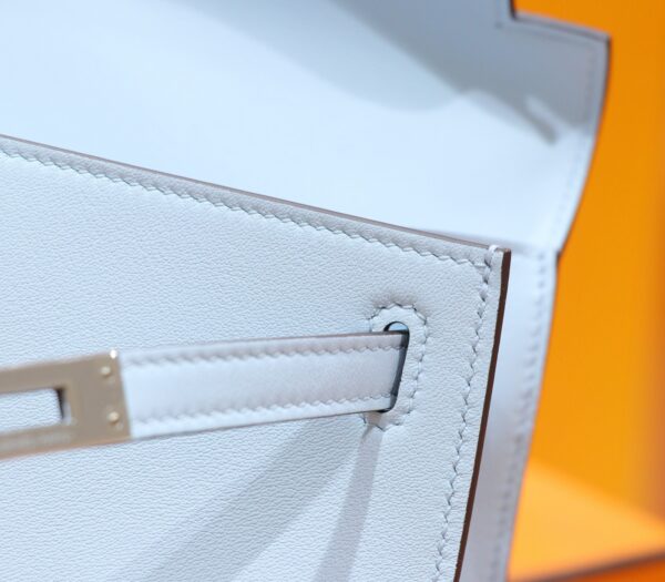 DR96 Factory Mini kelly Pochette Swift Leather Light Blue Silver Hardware 22cm Full Handmade