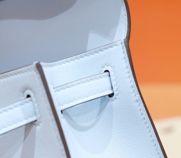DR96 Factory Mini kelly Pochette Swift Leather Light Blue Silver Hardware 22cm Full Handmade