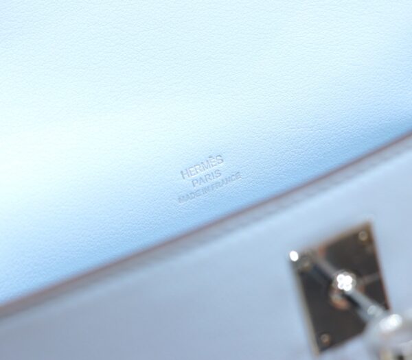 DR96 Factory Mini kelly Pochette Swift Leather Light Blue Silver Hardware 22cm Full Handmade