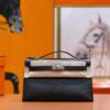 DR96 Factory Mini kelly Pochette Epsom Leather Black Silver Hardware 22cm Full Handmade
