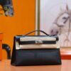 DR96 Factory Mini kelly Pochette Epsom Leather Black Silver Hardware 22cm Full Handmade