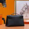 DR96 Factory Mini kelly Pochette Epsom Leather Black Silver Hardware 22cm Full Handmade