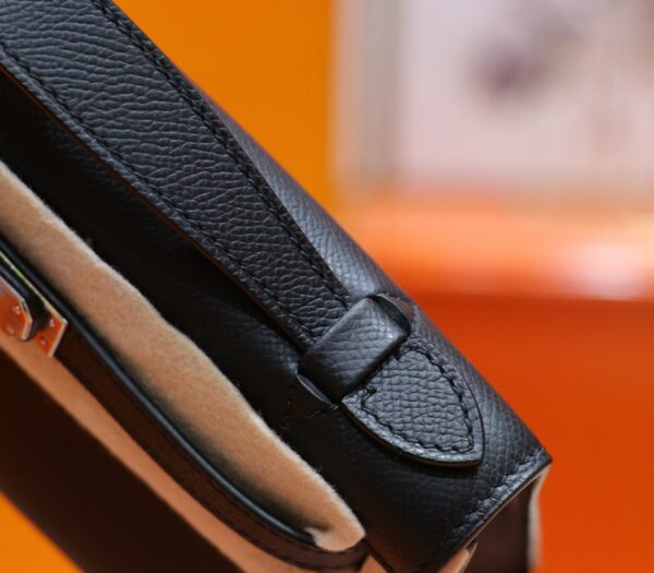 DR96 Factory Mini kelly Pochette Epsom Leather Black Silver Hardware 22cm Full Handmade