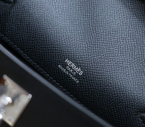 DR96 Factory Mini kelly Pochette Epsom Leather Black Silver Hardware 22cm Full Handmade