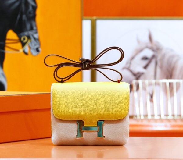 DR96 Factory Constance Epsom Leather Amber Yellow Gold Hardware 18cm Full Handmade