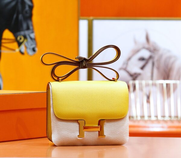 DR96 Factory Constance Epsom Leather Amber Yellow Gold Hardware 18cm Full Handmade