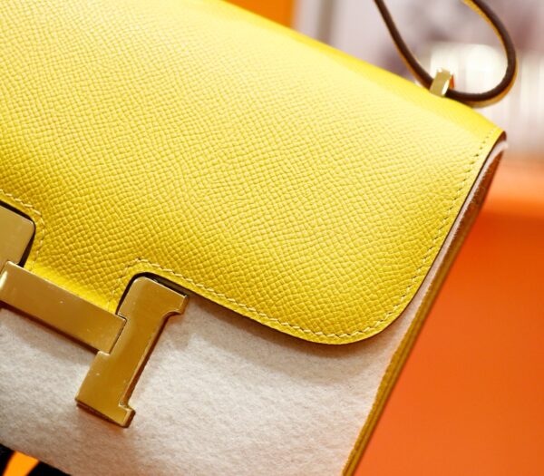 DR96 Factory Constance Epsom Leather Amber Yellow Gold Hardware 18cm Full Handmade
