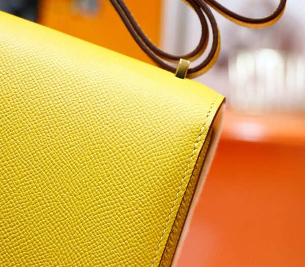 DR96 Factory Constance Epsom Leather Amber Yellow Gold Hardware 18cm Full Handmade