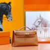 DR96 Factory Mini kelly Pochette Swift Leather Golden Brown Gold 22cm Hardware Full Handmade