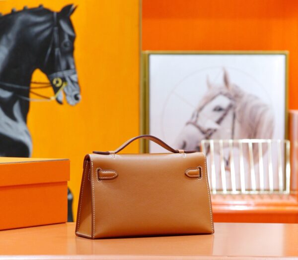 DR96 Factory Mini kelly Pochette Swift Leather Golden Brown Gold 22cm Hardware Full Handmade