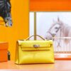 DR96 Factory Mini kelly Pochette Swift Leather Amber Yellow Silver Hardware 22cm Full Handmade