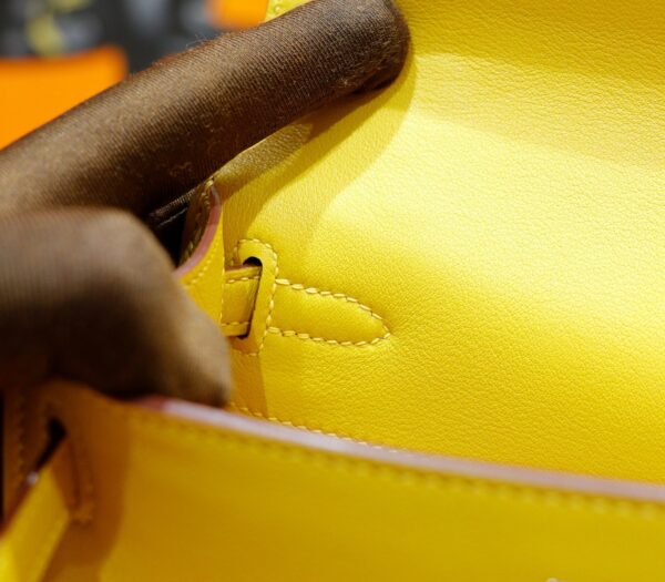 DR96 Factory Mini kelly Pochette Swift Leather Amber Yellow Silver Hardware 22cm Full Handmade
