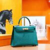 DR96 Factory Kelly Epsom Leather Peacock Green Gold Hardware 28cm Full Handmade