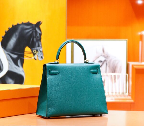 DR96 Factory Kelly Epsom Leather Peacock Green Gold Hardware 28cm Full Handmade