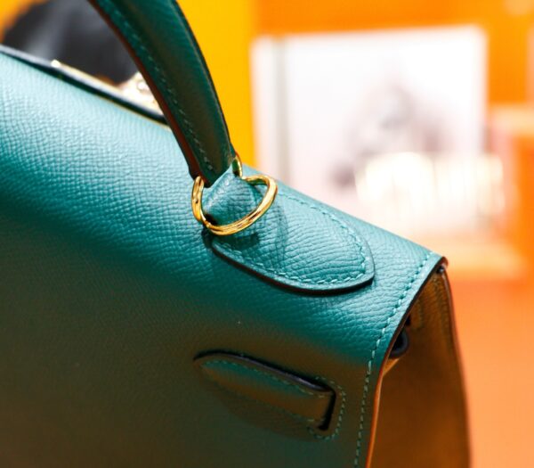 DR96 Factory Kelly Epsom Leather Peacock Green Gold Hardware 28cm Full Handmade