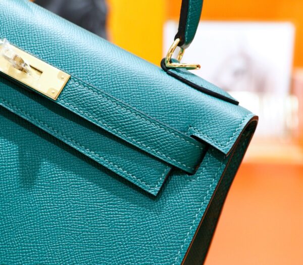 DR96 Factory Kelly Epsom Leather Peacock Green Gold Hardware 28cm Full Handmade