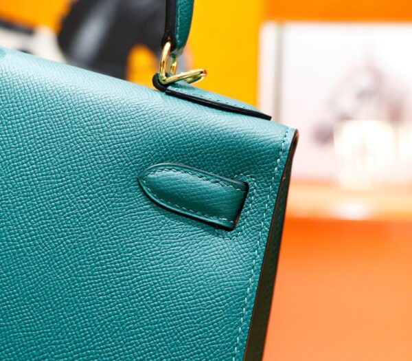 DR96 Factory Kelly Epsom Leather Peacock Green Gold Hardware 28cm Full Handmade