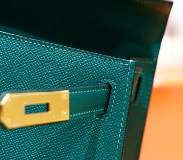 DR96 Factory Kelly Epsom Leather Peacock Green Gold Hardware 28cm Full Handmade