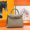 DR96 Factory Kelly Epsom Leather CK18 Etoupe Grey Silver Hardware 25cm Full Handmade
