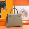 DR96 Factory Kelly Epsom Leather CK18 Etoupe Grey Silver Hardware 25cm Full Handmade