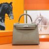DR96 Factory Kelly Epsom Leather CK18 Etoupe Grey Silver Hardware 25cm Full Handmade