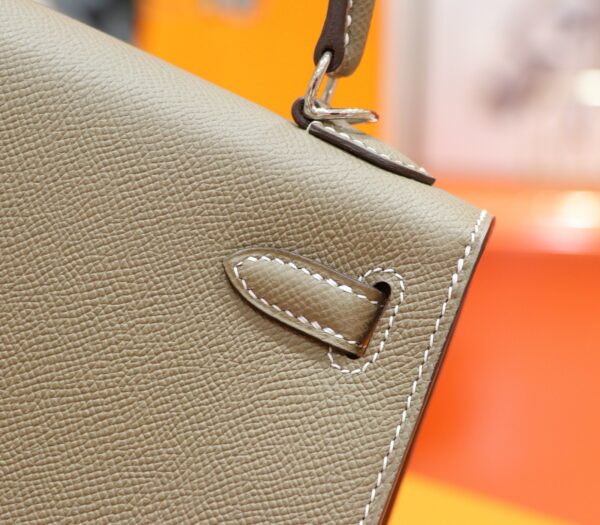 DR96 Factory Kelly Epsom Leather CK18 Etoupe Grey Silver Hardware 25cm Full Handmade