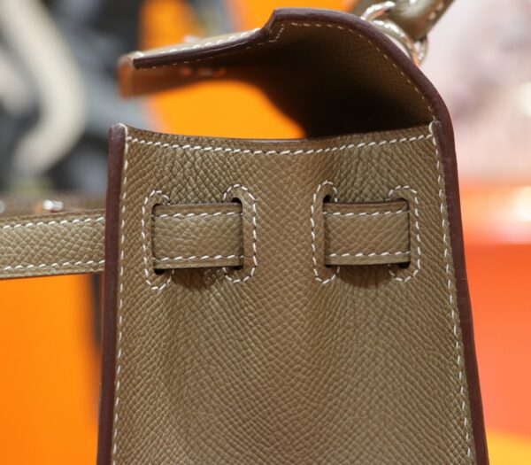 DR96 Factory Kelly Epsom Leather CK18 Etoupe Grey Silver Hardware 25cm Full Handmade