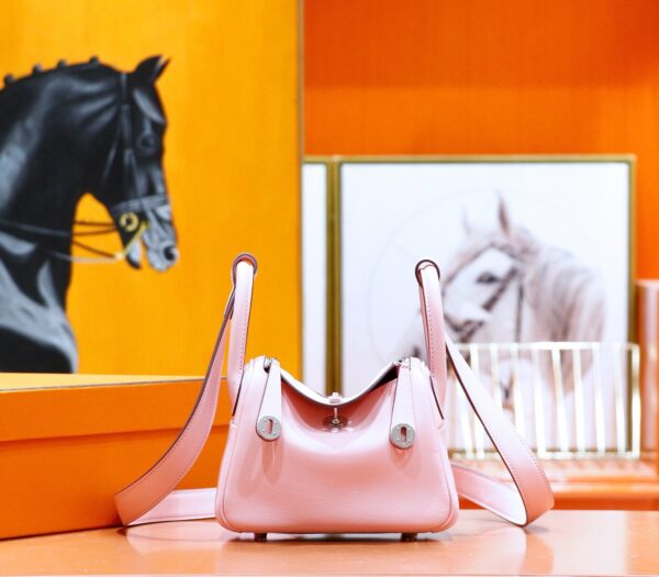 DR96 Factory Mini Lindy Swift Leather Cream Pink Silver Hardware 20cm Full Handmade