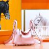 DR96 Factory Mini Lindy Swift Leather Cream Pink Silver Hardware 20cm Full Handmade