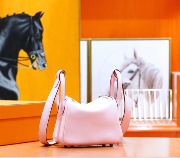 DR96 Factory Mini Lindy Swift Leather Cream Pink Silver Hardware 20cm Full Handmade