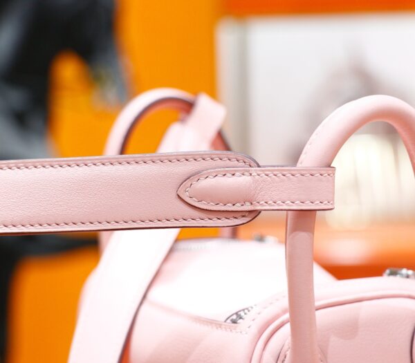 DR96 Factory Mini Lindy Swift Leather Cream Pink Silver Hardware 20cm Full Handmade
