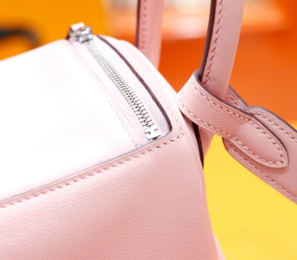 DR96 Factory Mini Lindy Swift Leather Cream Pink Silver Hardware 20cm Full Handmade