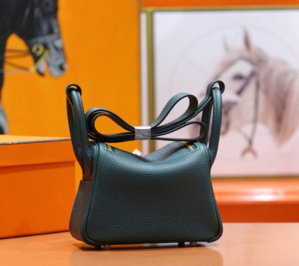 DR96 Factory Mini Lindy Togo Leather Deep Green Gold Hardware 20cm Full Handmade