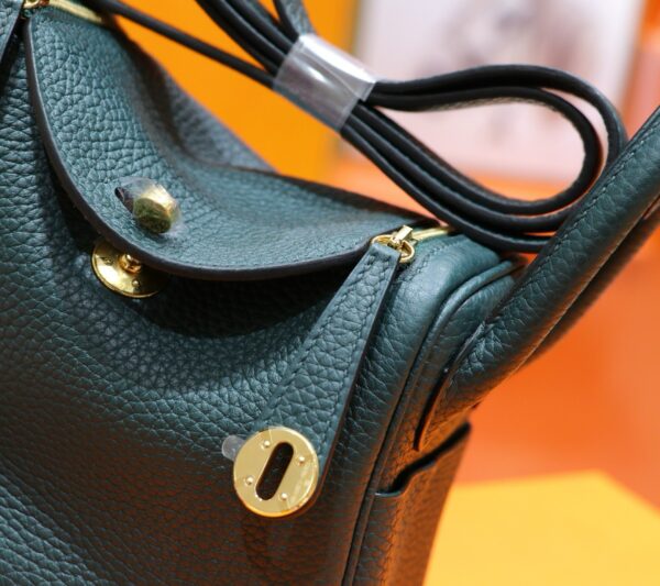 DR96 Factory Mini Lindy Togo Leather Deep Green Gold Hardware 20cm Full Handmade