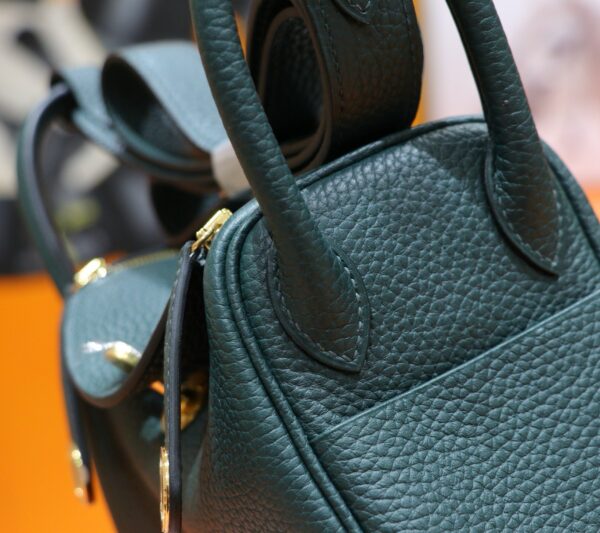 DR96 Factory Mini Lindy Togo Leather Deep Green Gold Hardware 20cm Full Handmade